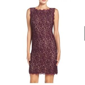 ✨Adrianna Papell Burgundy Lace Mini Dress